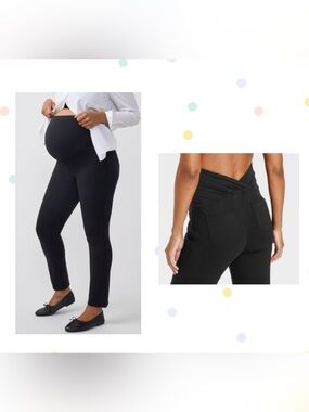 NWT Isabel Maternity by Ingrid & Isabel Back Crossover Panel Black Ponte Pants